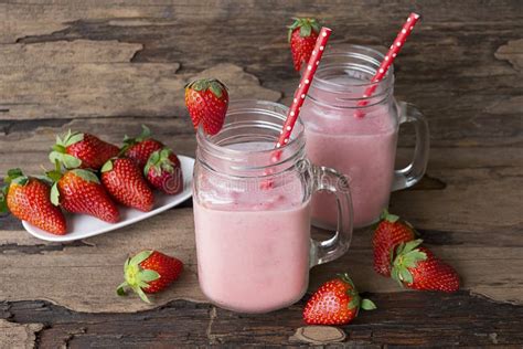 Strawberry Smoothies Colorful Fruit Juice Milkshake Blend Beverage