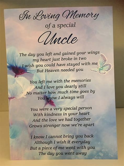 In Loving Memory Of A Special Uncle Grave Card 7 X Etsy