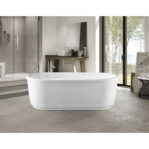 Vanity Art 59 Inch Freestanding Acrylic Bathtub Stand Alone Soaking Tub