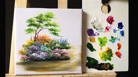 How To Paint Bushes Flowers Lesson 1 Art In 2019 Acrylic Painting