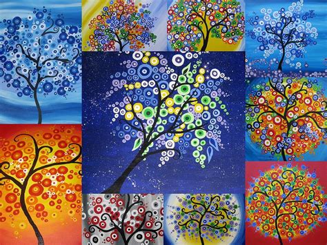 Circle Tree Collage Painting By Cathy Jacobs Fine Art America
