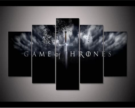 Framed Hd Print 5pcs Game Of Thrones Canvas Wall Art Painting Modern