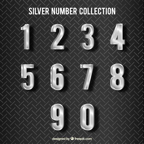 Shiny Silver Number Collection Free Vector