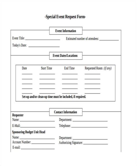 Event Request Form Template Free Sample Example And Format Template