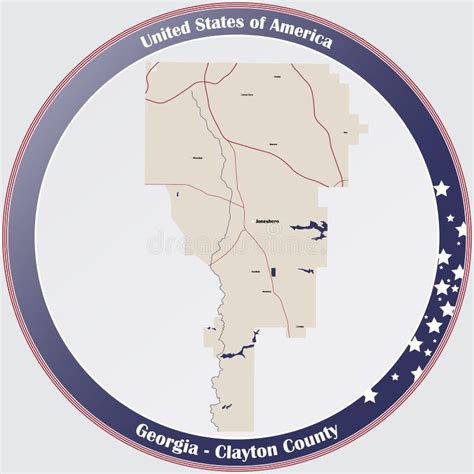 Kaart Van Clayton County In Georgia Vector Illustratie Illustration