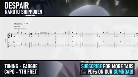Naruto Shippuden Despair Ost Fingerstyle Acoustic Guitar Tab Youtube