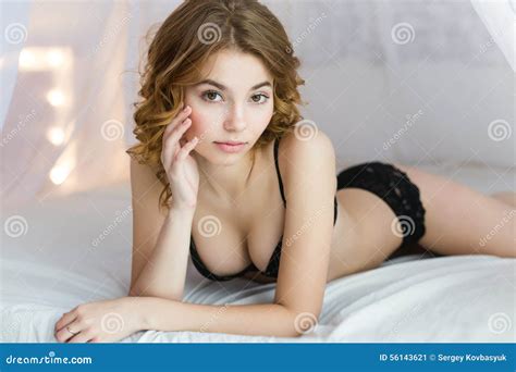 Attractive Woman Wearing Black Bra Stock Image Image Of Sexual Hair 56143621