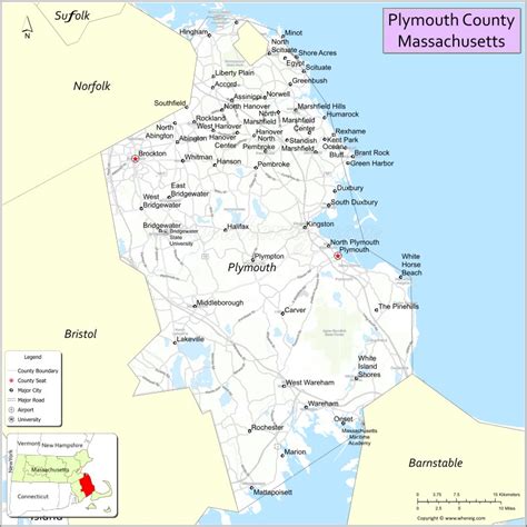 Plymouth County Map Massachusetts Where Is Located Cities