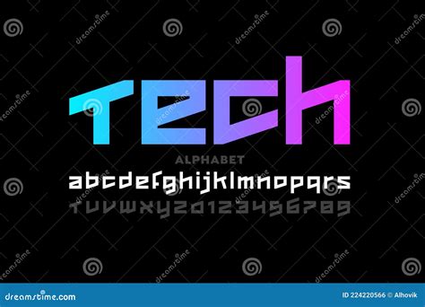 Technology Style Font Stock Vector Illustration Of Lettering 224220566