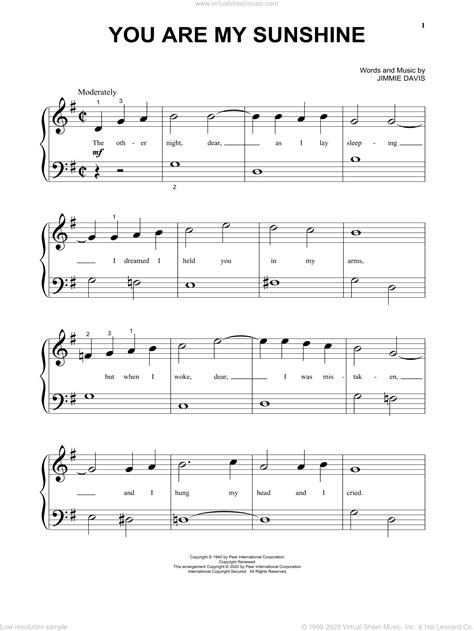 You Are My Sunshine Sheet Music Beginner For Piano Solo PDF