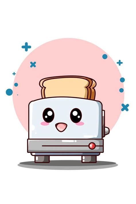 cute and funny toaster with bread icon cartoon illustration 2947474 vector art at vecteezy