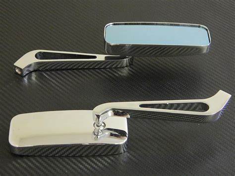 Purchase Universal Chrome Rectangle Style Rearview Mirrors For Cruiser Chopper Motorcycle In