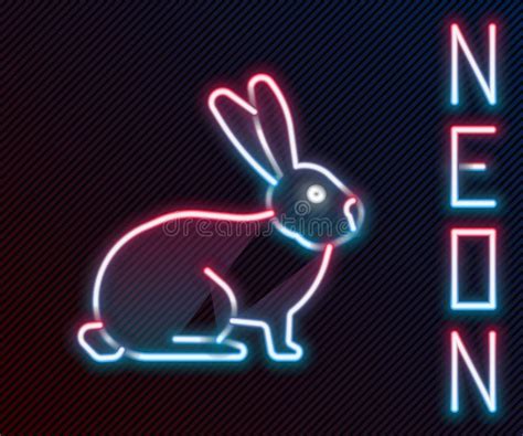 glowing neon line rabbit icon isolated on black background colorful outline concept vector