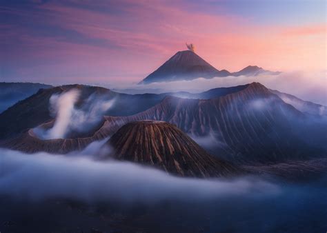 Star Trails Landscape Volcano Milky Way Indonesia Long Exposure