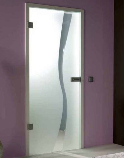 These doors have a piece of glass in the panel. Frosted glass sliding barn door style for bathroom entry ...