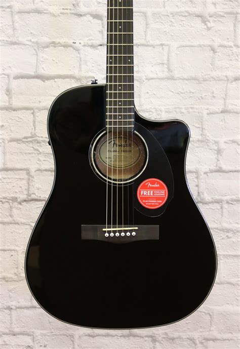 Fender Cd 60sce Solid Top Dreadnought Acoustic Electric Guitar Black
