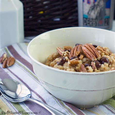 I used a 9 inch pan for this recipe. Slow Cooker Overnight Derby Pie Oatmeal Recipe - Dad Whats ...