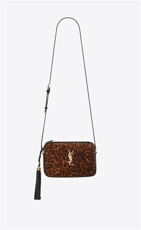 Lou Camera Bag In Leopard Print Suede And Smooth Leather Saint