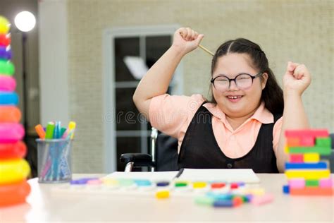 Autistic Girl Practicing Learning Development At Home Stock Image Image Of Center Indoors