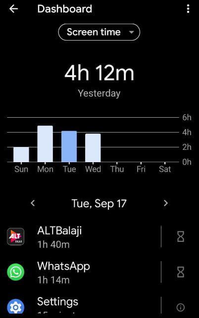 Nov 14, 2020 · under the daily limits tab, tap the day and select the amount of time you want in hours or hours and minutes (15 minute increments). How to check screen time on Android 10 (With images ...