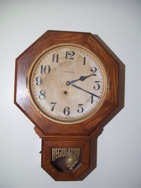 Antique Ingraham Regulator Wall Clock Key Wind Pendulum Etsy