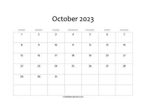 October 2023 Printable Calendar With Holidays