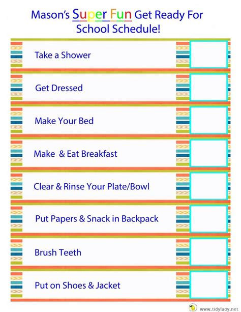Before School Schedule Before School Routine School Checklist