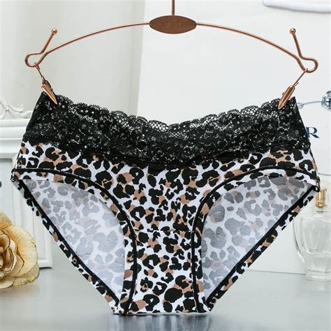 Nitaly Sexy Lace Cotton Panties Women S Underwear Stripe Leopard Print Lace Cotton Briefs