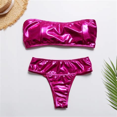 Bright Fabric Swimwear Tube Top Cute Super Brazillian Women Bikini Set Bathing Suit Exotic