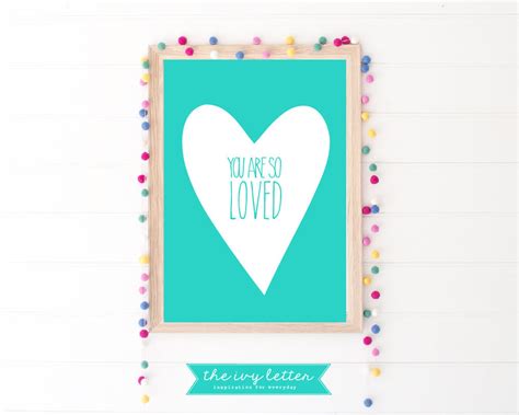 You Are So Loved Teal Love Heart Girls Bedroom Inspirational Etsy