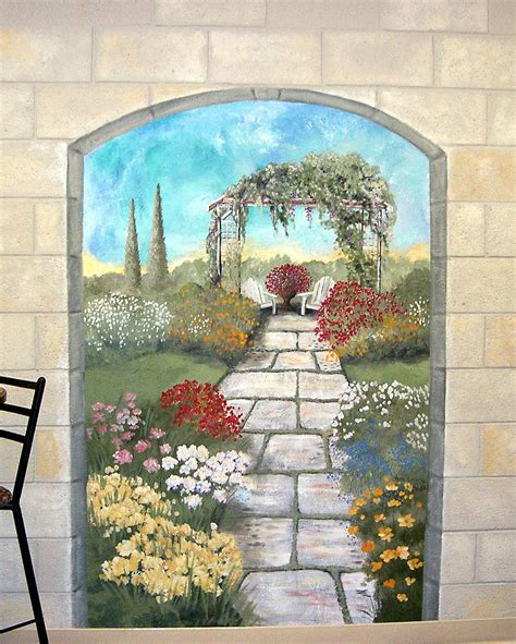 Garden Mural On A Cement Block Wall Colorful Flower Garden Mural With