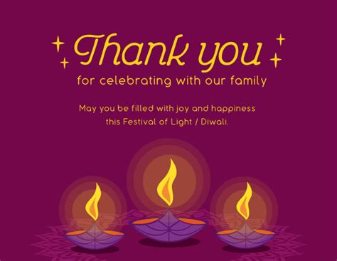 Happy Diwali Thank You Card Brandcrowd Thank You Card Maker