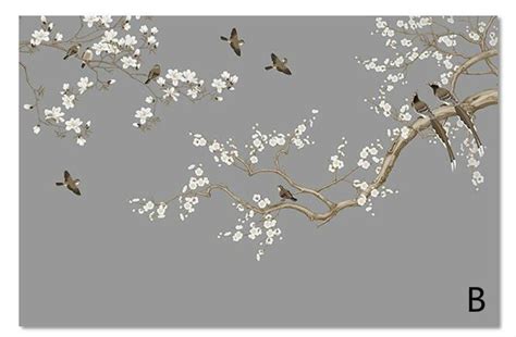 Plum Blossom Flowers Birds Chinoiserie Wallpaper Wall Murals Spring