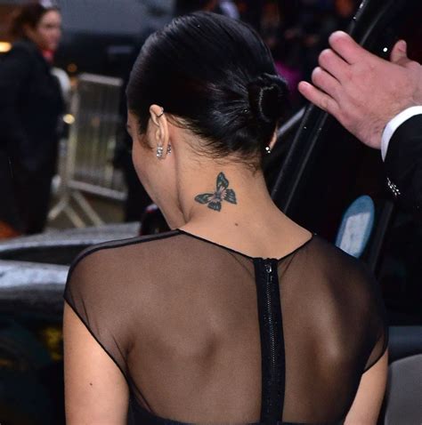 Vanessa Hudgens Neck Tattoos Women Celebrity Tattoos Butterfly Neck Tattoo