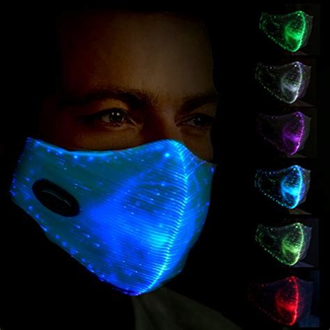 Safebao Led Rave Mask 7 Colors Luminous Light For Men Women Face Mask