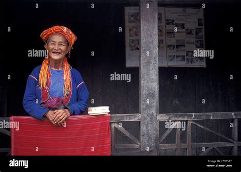 Laughing Palaung Woman In Tribal Costume Nyaung Gone Village Nr Kalaw