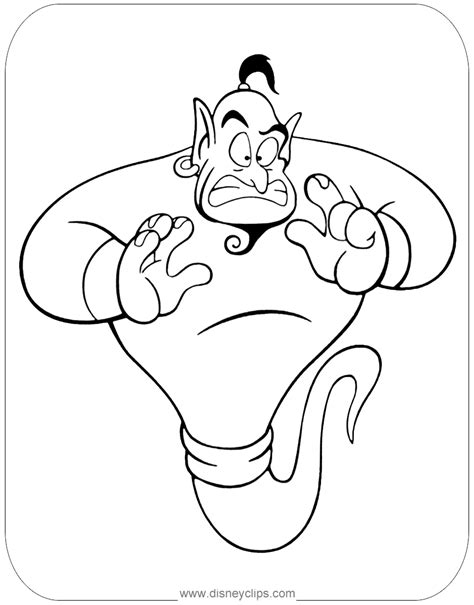 Genie Coloring Pages Aladdin Disney Colouring Wallpapers Coloriage