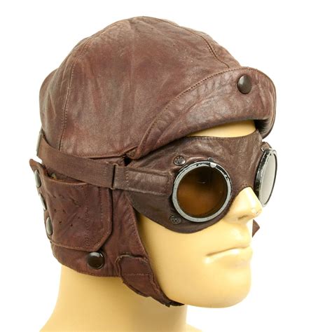 Original British Wwi Royal Flying Corps Leather Flying Helmet With