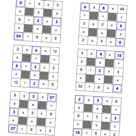 Math Puzzle Worksheets Multiplication Math Games