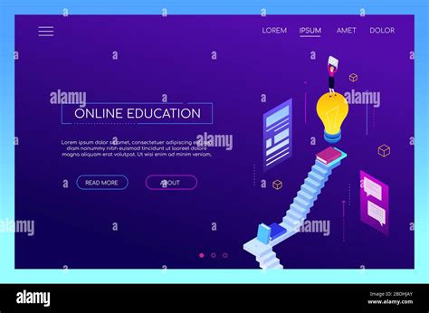 Online Education Concept Modern Isometric Vector Web Banner Stock