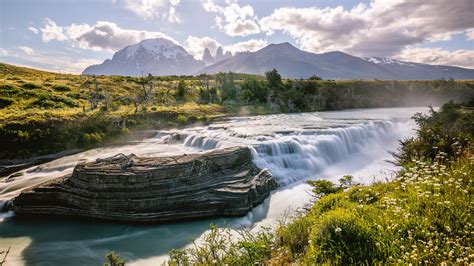 Waterfall In Chiles Torres Del Paine National Park 4k Wallpaper