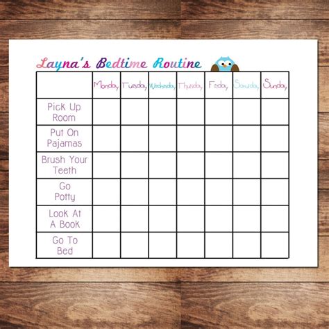 Items Similar To Printable Bedtime Routine Chart Personalize And