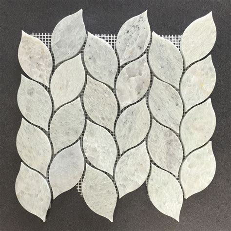 12x12 Ming Green Leaf Pattern Polished Marble Mosaic Tile