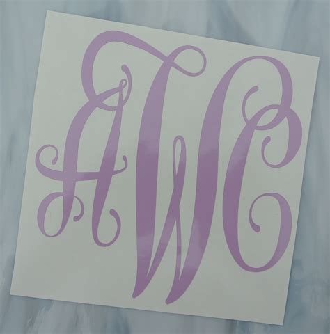 5 Inches By 5 Inches Script Vinyl Monogram Decal Car Etsy Monogram