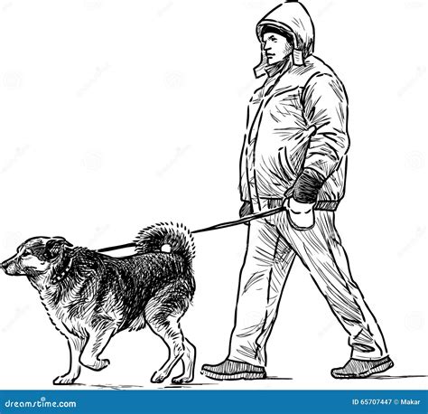 Person With His Dog Stock Vector Illustration Of Profile 65707447