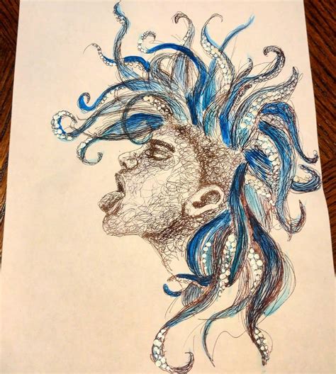 Rebellious Sea Done In Ball Point Pen And A Watercolor Was Chase
