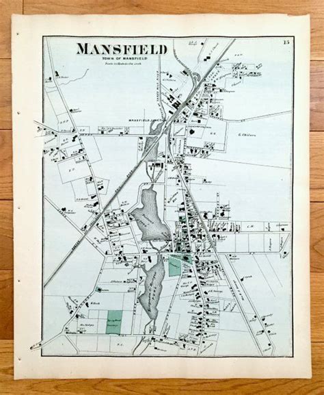 Antique 1871 Mansfield Center Massachusetts Map From Fw Etsy