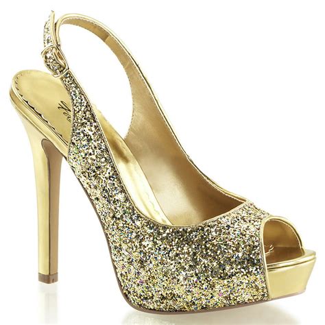 Summitfashions Womens Gold Glitter 475 Inch High Heel Sandals Shoes
