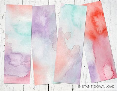 watercolor bookmarks printable bookmarks journal etsy