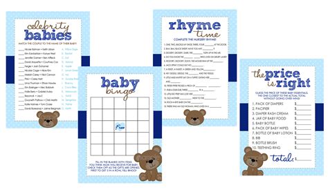 Teddy Bear Printable Baby Shower Games Party Pack Of 7 Etsy